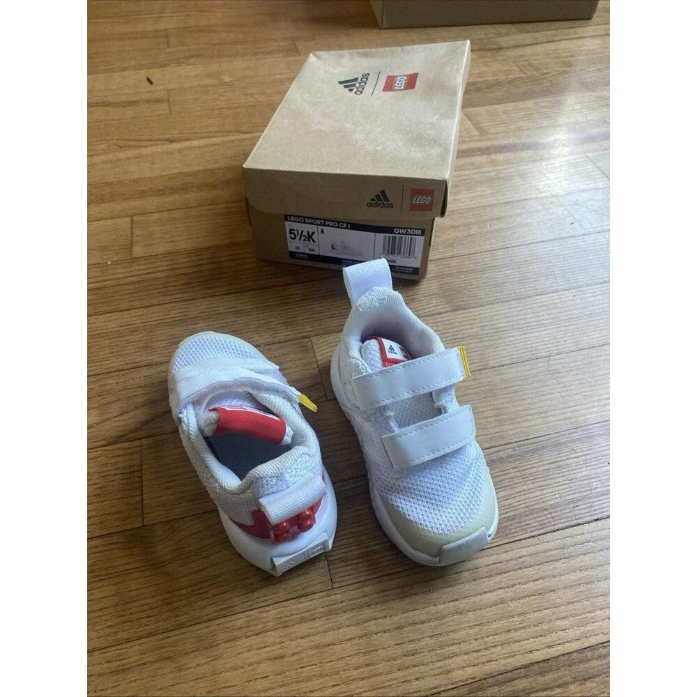 Adidas Lego Kids' Red White Size 5.5K Toddler Baby Sneakers With Box Rare GUC!
